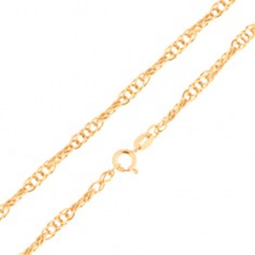Šperky eshop Retiazka zo žltého 14K zlata - ligotavé oválne očká, špirálový vzor, rôzne dĺžky - Dĺžka: 500 mm