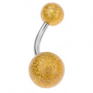 Akrylový piercing do bruška, guličky s pieskovaným povrchom zlatej farby