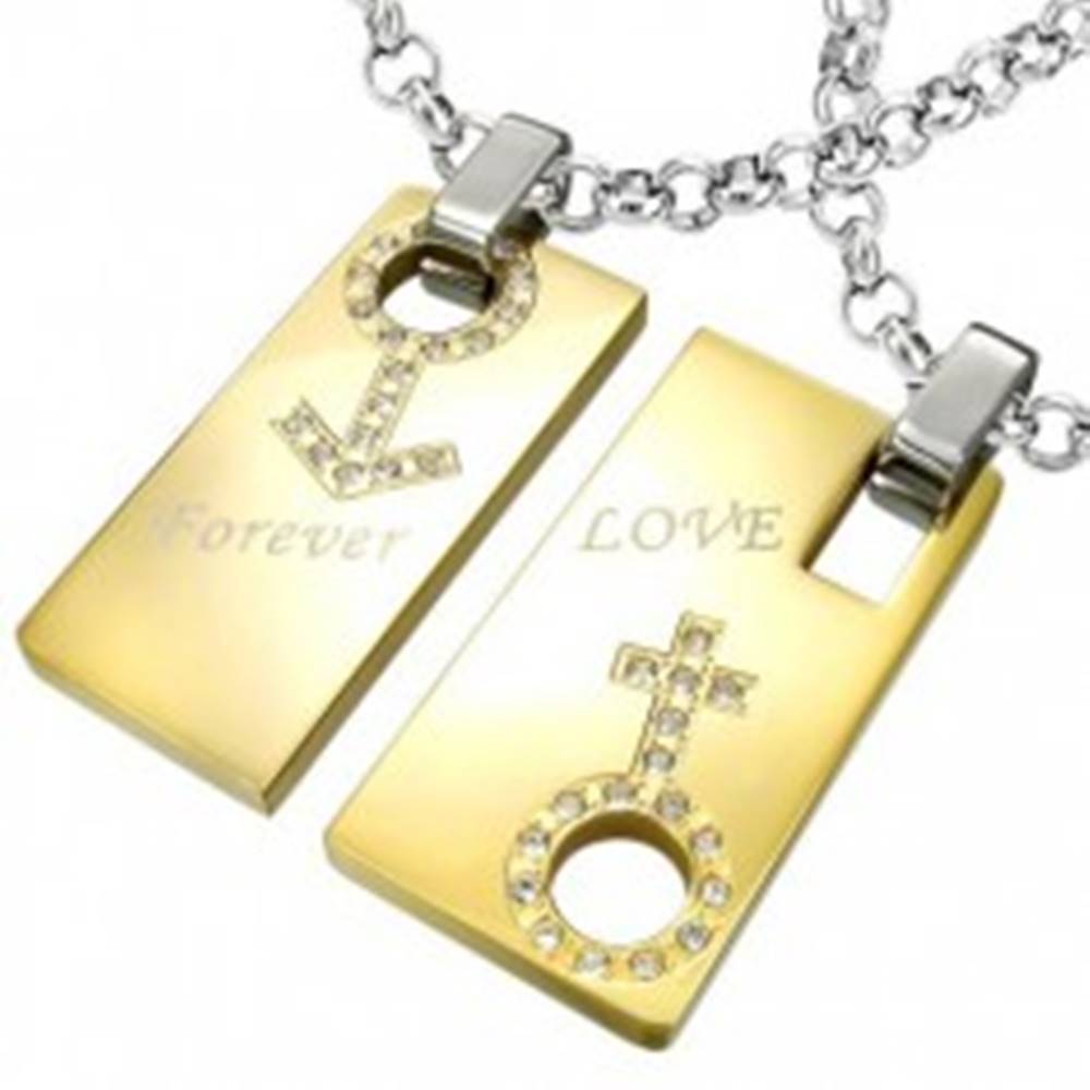Šperky eshop Prívesok z ocele Forever Love - znak muža a ženy