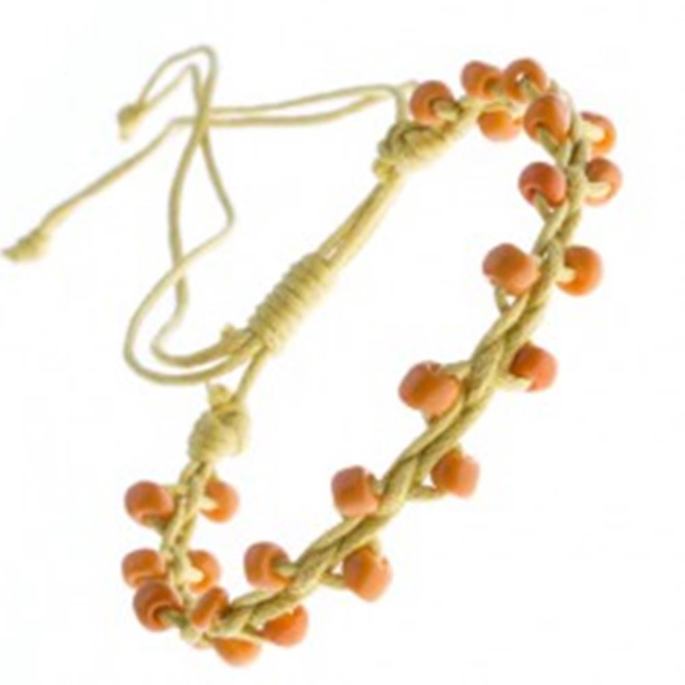 Šperky eshop Žltý náramok priateľstva - lesklé oranžové korálky