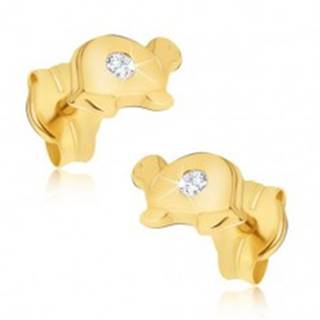 Zlaté náušnice 585 - malé lesklé korytnačky s čírym briliantom na pancieri