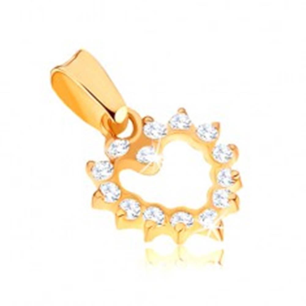 Šperky eshop Ligotavý zlatý prívesok 375 - pravidelná kontúra zirkónového srdca