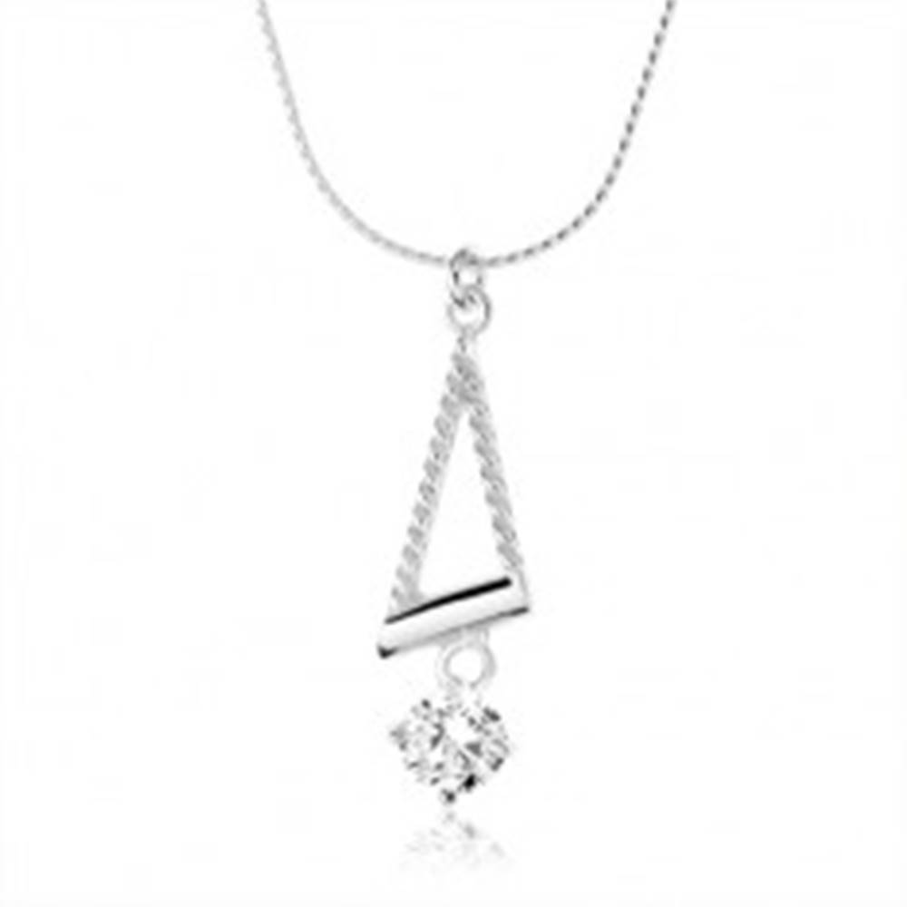 Šperky eshop Náhrdelník zo striebra 925, špirálovitá retiazka, obrys trojuholníka, zirkón
