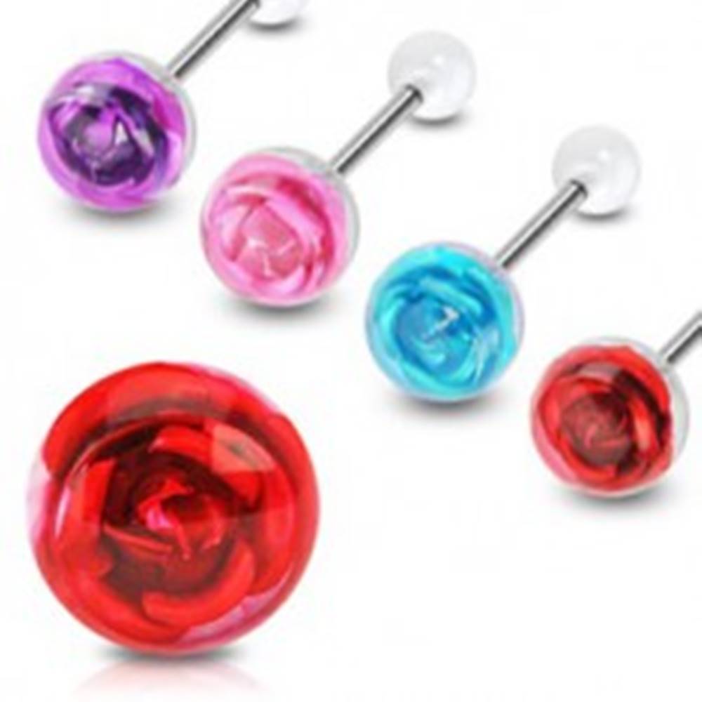 Šperky eshop Piercing do jazyka ruža - Farba piercing: Aqua