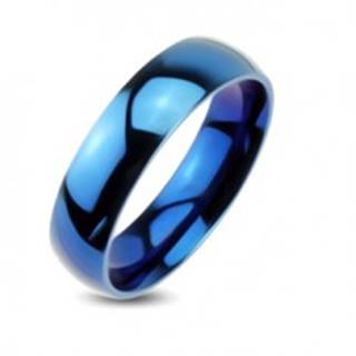 Modrá kovová obrúčka - hladký prsteň so zrkadlovým leskom - Veľkosť: 48 mm