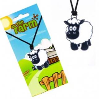 Šnúrkový náhrdelník s príveskom, čierno-biela ovečka