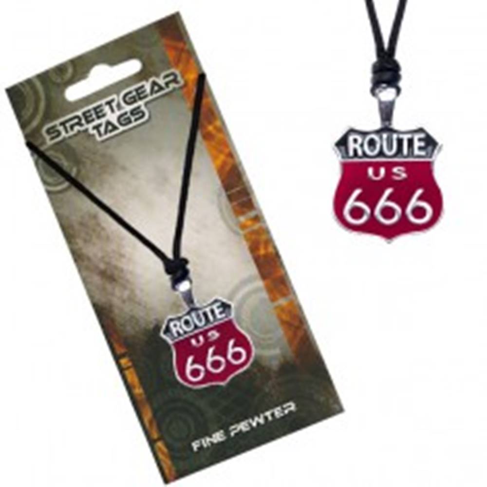 Šperky eshop Čierno-červený náhrdelník na šnúrke, značka Route 666