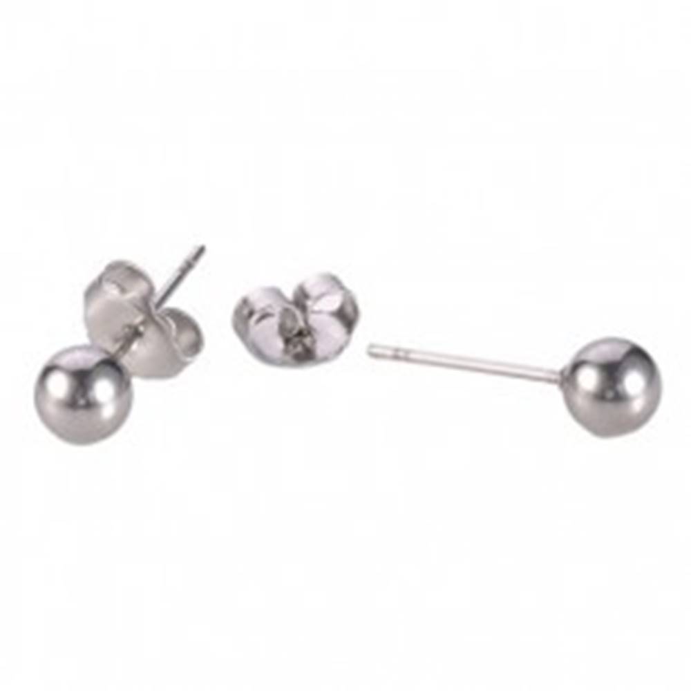 Šperky eshop Náušnice z chirurgickej ocele, malé guľôčky striebornej farby - Hlavička: 4 mm