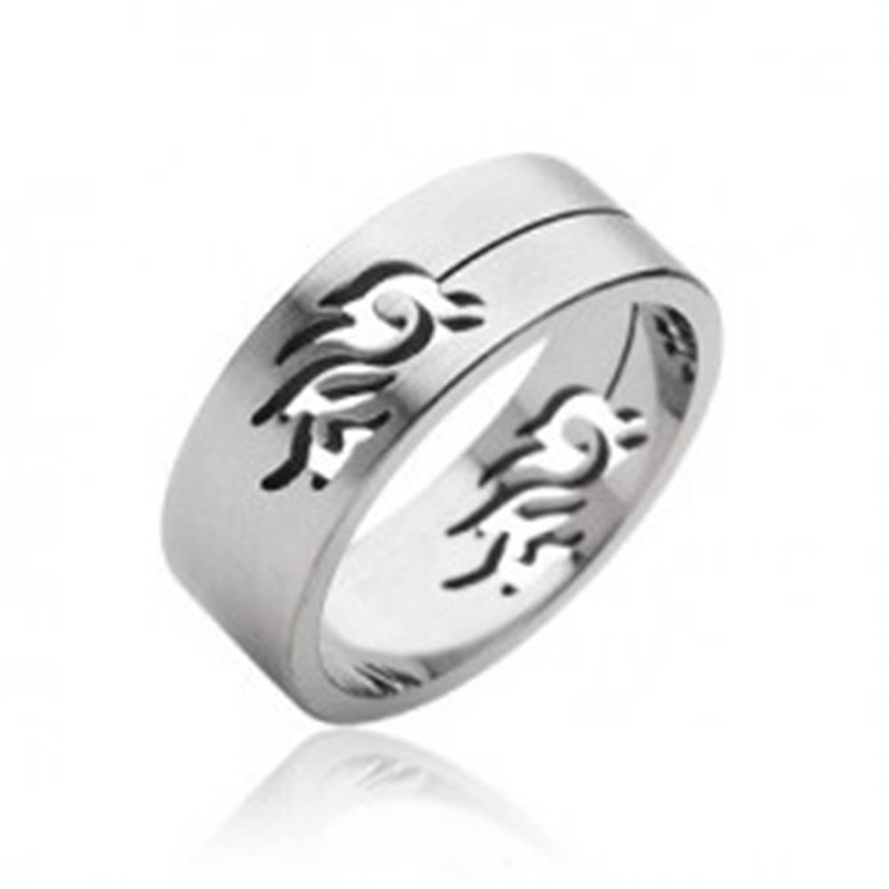 Šperky eshop Oceľový prsteň symbol Tribal - Veľkosť: 59 mm