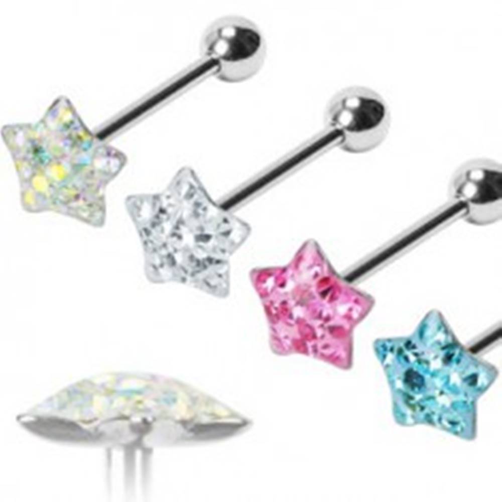 Šperky eshop Piercing do jazyka Puffy Star - Farba piercing: Aqua