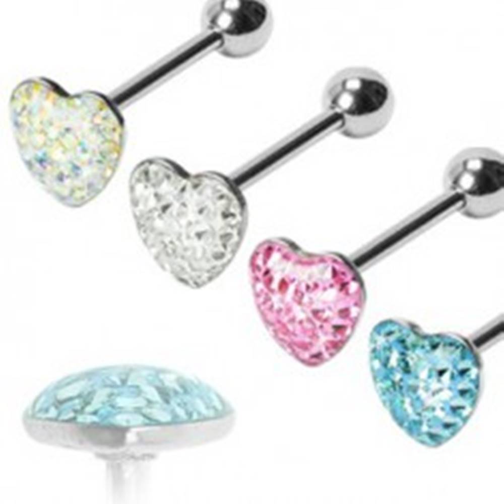 Šperky eshop Piercing do jazyka romantické srdce - Farba piercing: Aqua