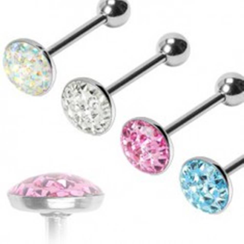 Šperky eshop Piercing do jazyka zirkónová kupola - Farba piercing: Aqua
