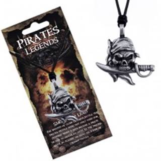 Šnúrkový náhrdelník - čierny s pirátskou lebkou hrdloreza