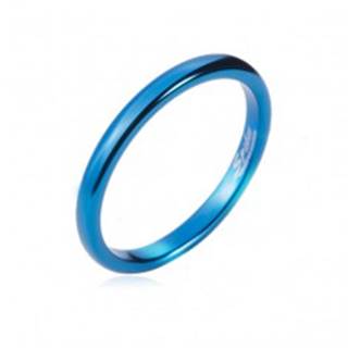 Prsteň z tungstenu - hladká modrá obrúčka, zaoblená, 2 mm - Veľkosť: 47 mm
