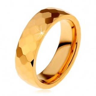 Volfrámový prsteň zlatej farby, vybrúsené lesklé šesťhrany, 8 mm - Veľkosť: 51 mm