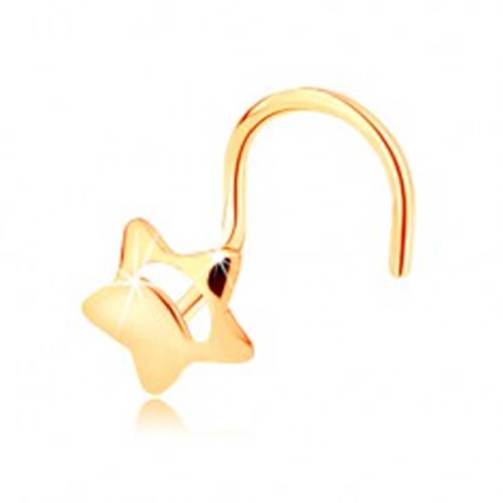 Šperky eshop Piercing do nosa zo žltého 14K zlata - päťcípa hviezdička s výrezom