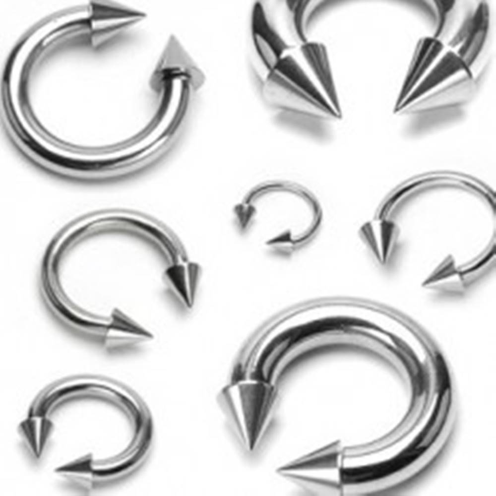 Šperky eshop Piercing z chirurgickej ocele, podkova s hrotmi - Rozmer: 1,2 mm x 10 mm x 4x4 mm