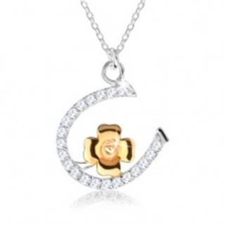 Strieborný náhrdelník 925 - retiazka s podkovičkou a štvorlístkom pre šťastie