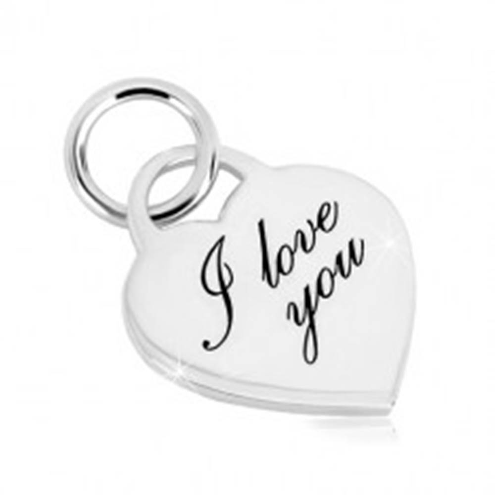Šperky eshop Strieborný 925 prívesok - srdcový zámok, jemne gravírovaný nápis "I love you"