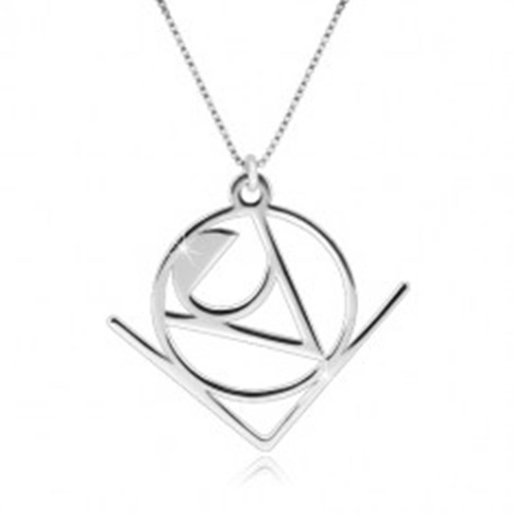Šperky eshop Strieborný 925 náhrdelník - slovo "Love" v abstraktnom geometrickom motíve
