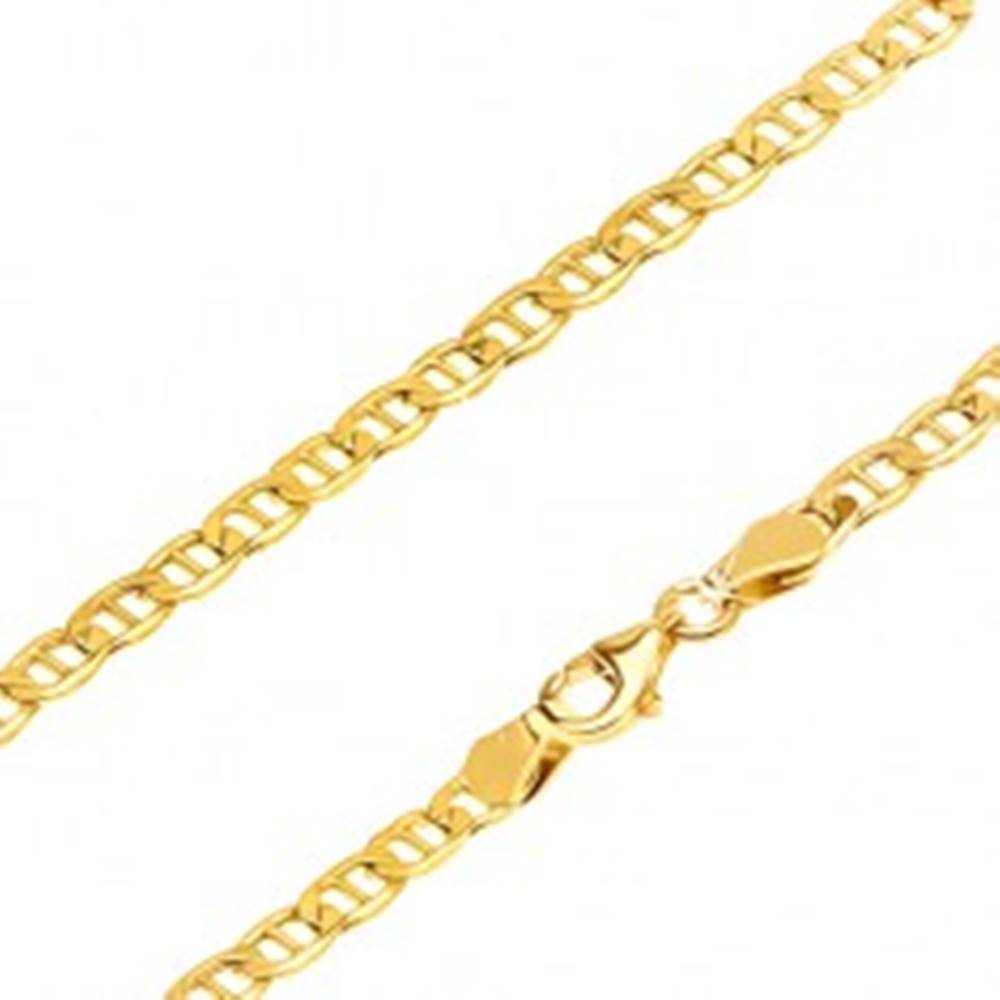 Šperky eshop Retiazka zo žltého 14K zlata - širšie oválne očká s tenkou paličkou, 550 mm