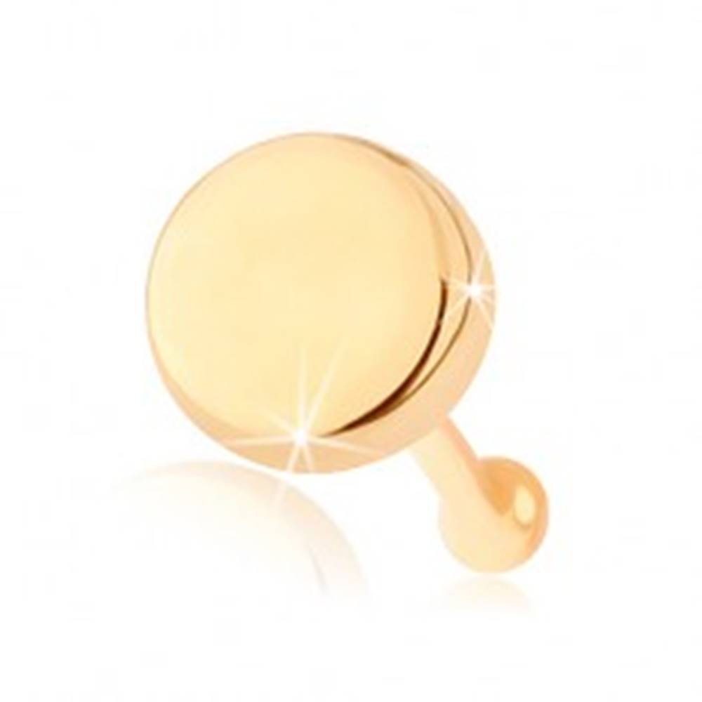 Šperky eshop Rovný piercing do nosa zo žltého 14K zlata - plochý lesklý kruh