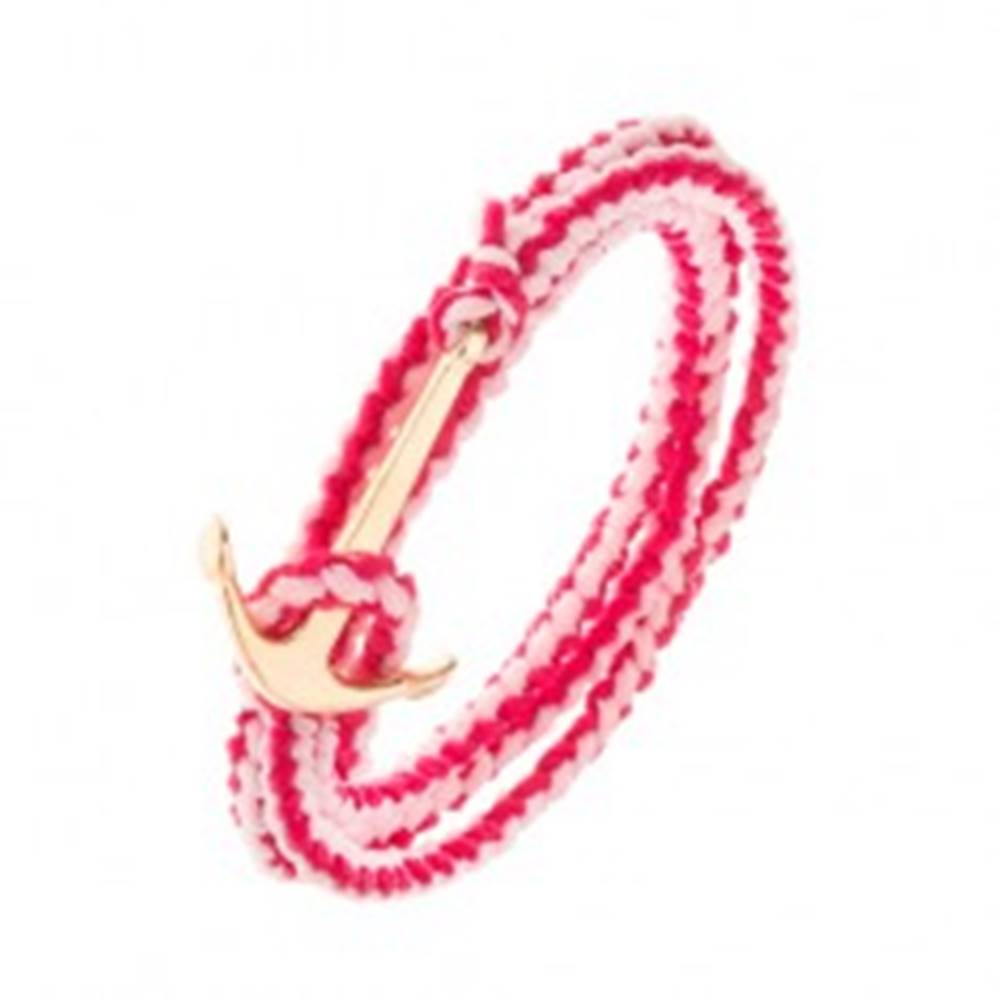 Šperky eshop Pletený náramok na obtočenie okolo ruky, ružová farba, lesklá lodná kotva