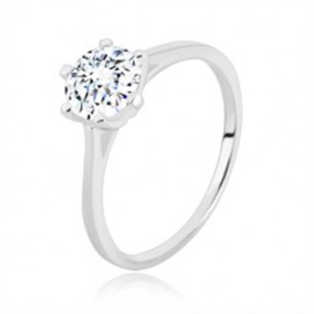 Šperky eshop Zásnubný prsteň zo striebra 925 - úzke ramená, trojuholníky a zirkón, 7 mm - Veľkosť: 49 mm