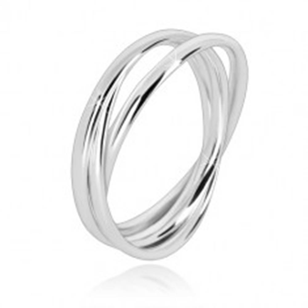 Šperky eshop Trojitý prsteň zo striebra 925 - úzke prepojené prstence s lesklým povrchom - Veľkosť: 49 mm