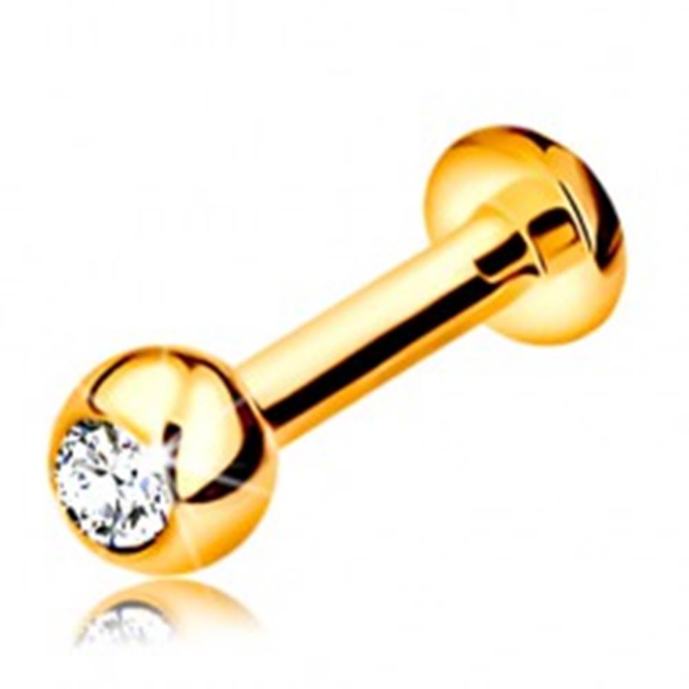 Šperky eshop Labret do pery, brady a nad peru zo zlata 375 - gulička so zirkónom, 10 mm