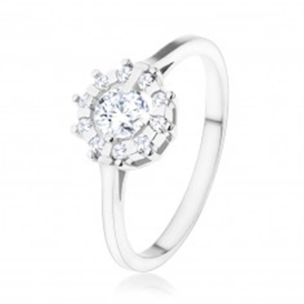 Šperky eshop Zásnubný prsteň - striebro 925, trblietavé zirkónové slnko čírej farby - Veľkosť: 48 mm