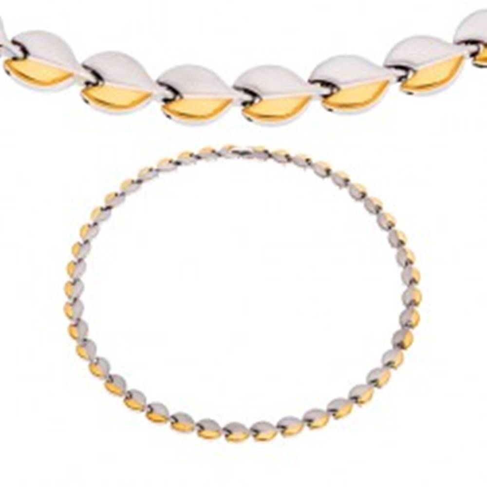 Šperky eshop Oceľový náhrdelník s magnetmi, oblé články striebornej a zlatej farby