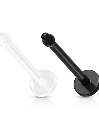 Piercing do nosa BioFlex - rovná palička, kruh, čierna a priehľadná farba - Hrúbka piercingu: 0,8 mm, Farba piercing: Čierna